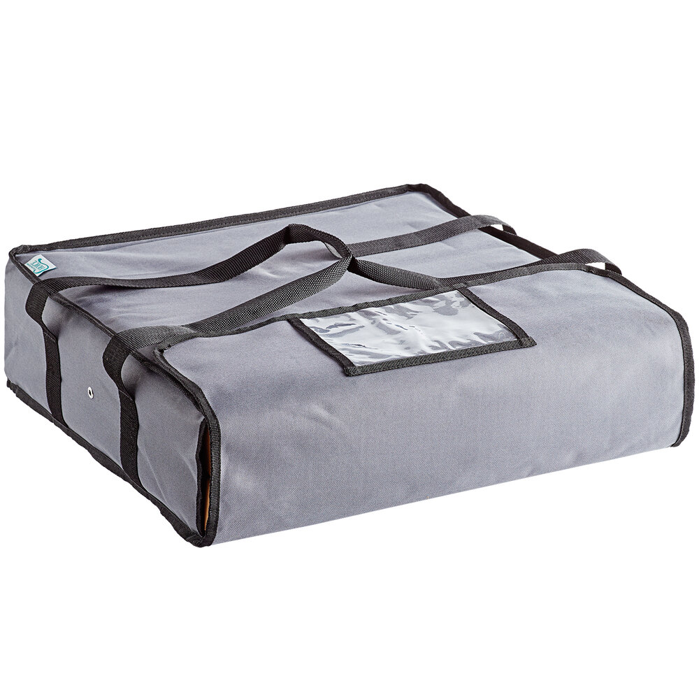 Choice Insulated Pizza Delivery Bag, Gray Nylon, 20" x 20" x 5" - Holds up to (2) 20" or (2) 18" Pizza Boxes