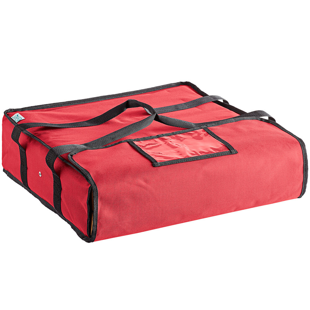 Choice Insulated Pizza Delivery Bag, Red Nylon, 20" x 20" x 5" - Holds up to (2) 20" or (2) 18" Pizza Boxes