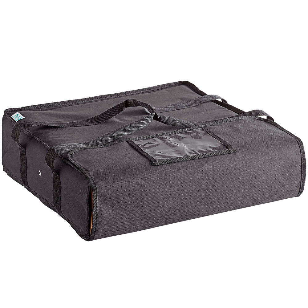 Choice Insulated Pizza Delivery Bag, Black Nylon, 20" x 20" x 5" - Holds up to (2) 20" or (2) 18" Pizza Boxes