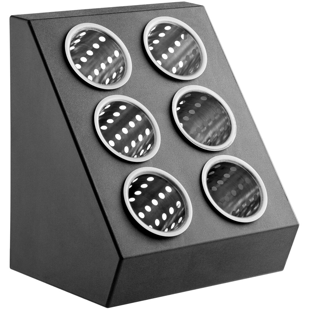 Choice Six Hole Plastic Flatware Organizer with Perforated Stainless Steel Cylinders