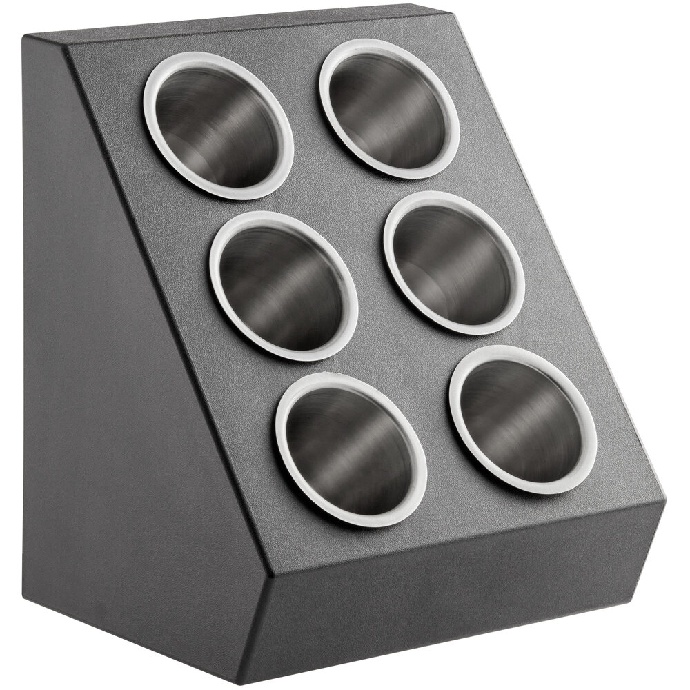 Choice Six Hole Plastic Flatware Organizer with Solid Stainless Steel Cylinders