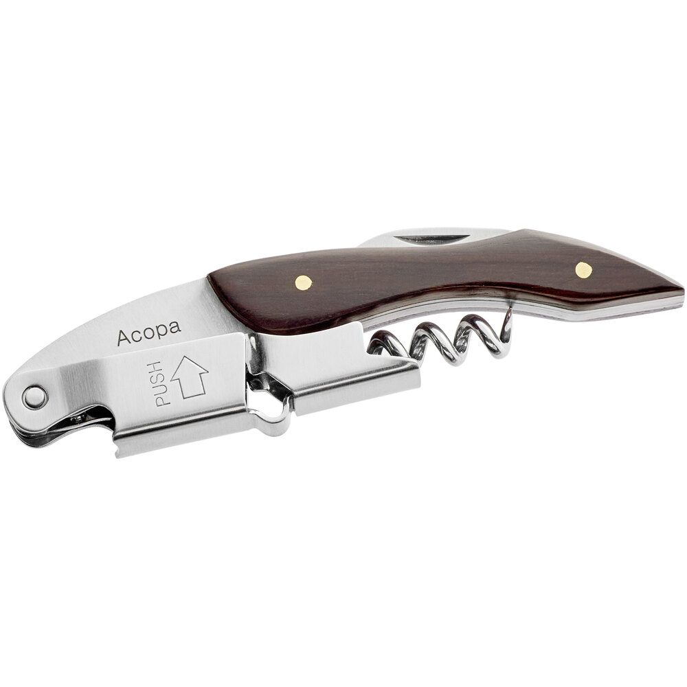 Acopa Flex Waiter's Corkscrew with Dark Wood Handle