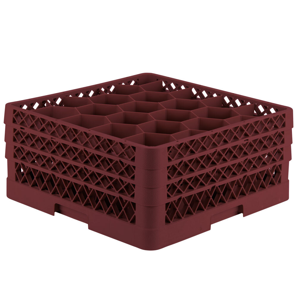 Vollrath TR11GGG Traex® Rack Max Full-Size Burgundy 20-Compartment 7 7/8" Glass Rack