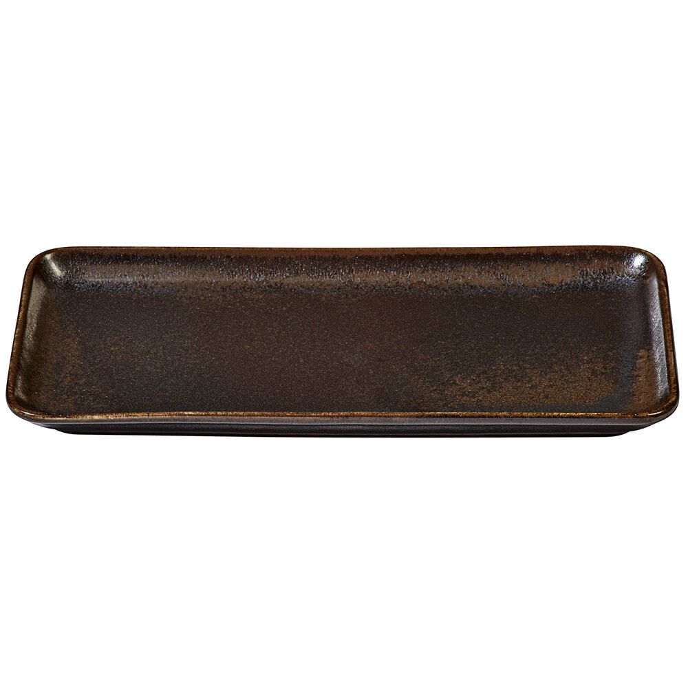 Bon Chef Tavola Eros 12" x 6 1/4" Rectangular Porcelain Platter - 12/Case