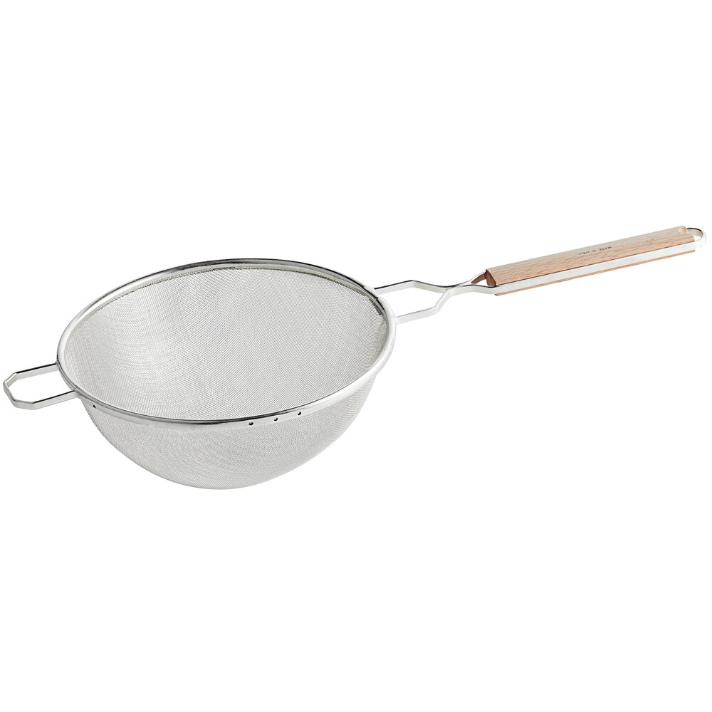 Vollrath 10 1/4" Single Mesh Fine Wire Strainer with 9" Wood Handle 47190