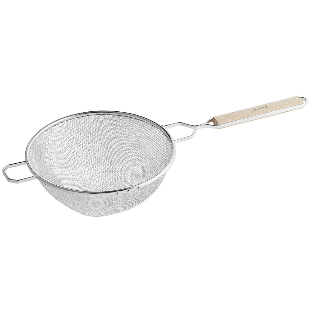 Vollrath 10 1/4" Double Medium Mesh Wire Strainer with 9" Wood Handle 47199