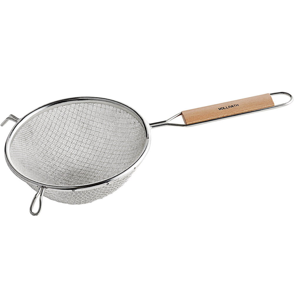 Vollrath 6 1/4" Double Mesh Fine Wire Strainer with 6" Wood Handle 47191