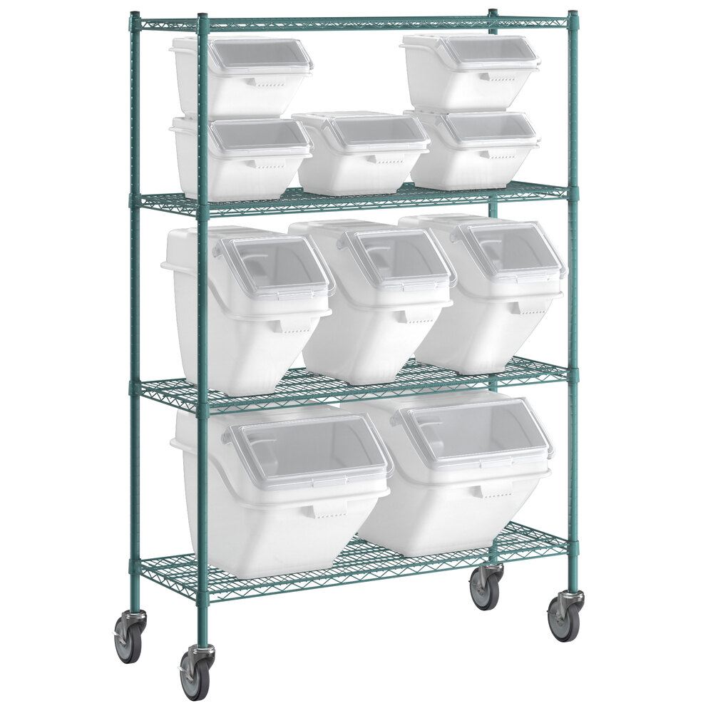 Baker's Lane 18" x 48" Ingredient Bin Epoxy Shelving Kit with 10 Clip-In Shelf Bins