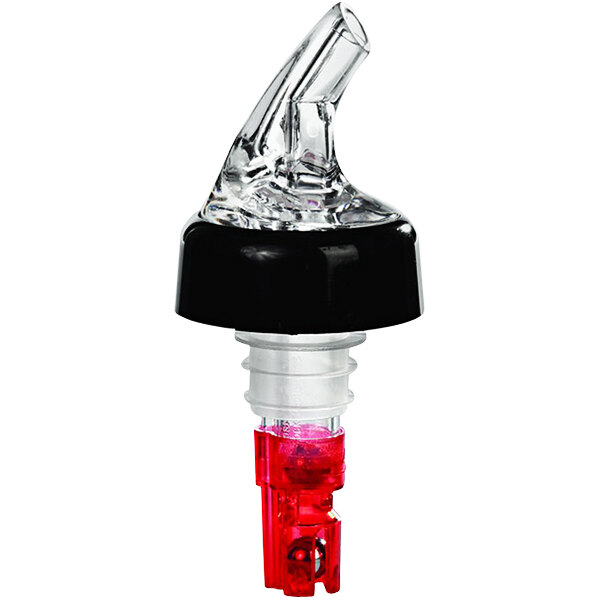 Franmara Posi-Pour 2000 1 oz. Clear Spout / Red Tail Portion Control Pourer 8240 BU - 12/Pack