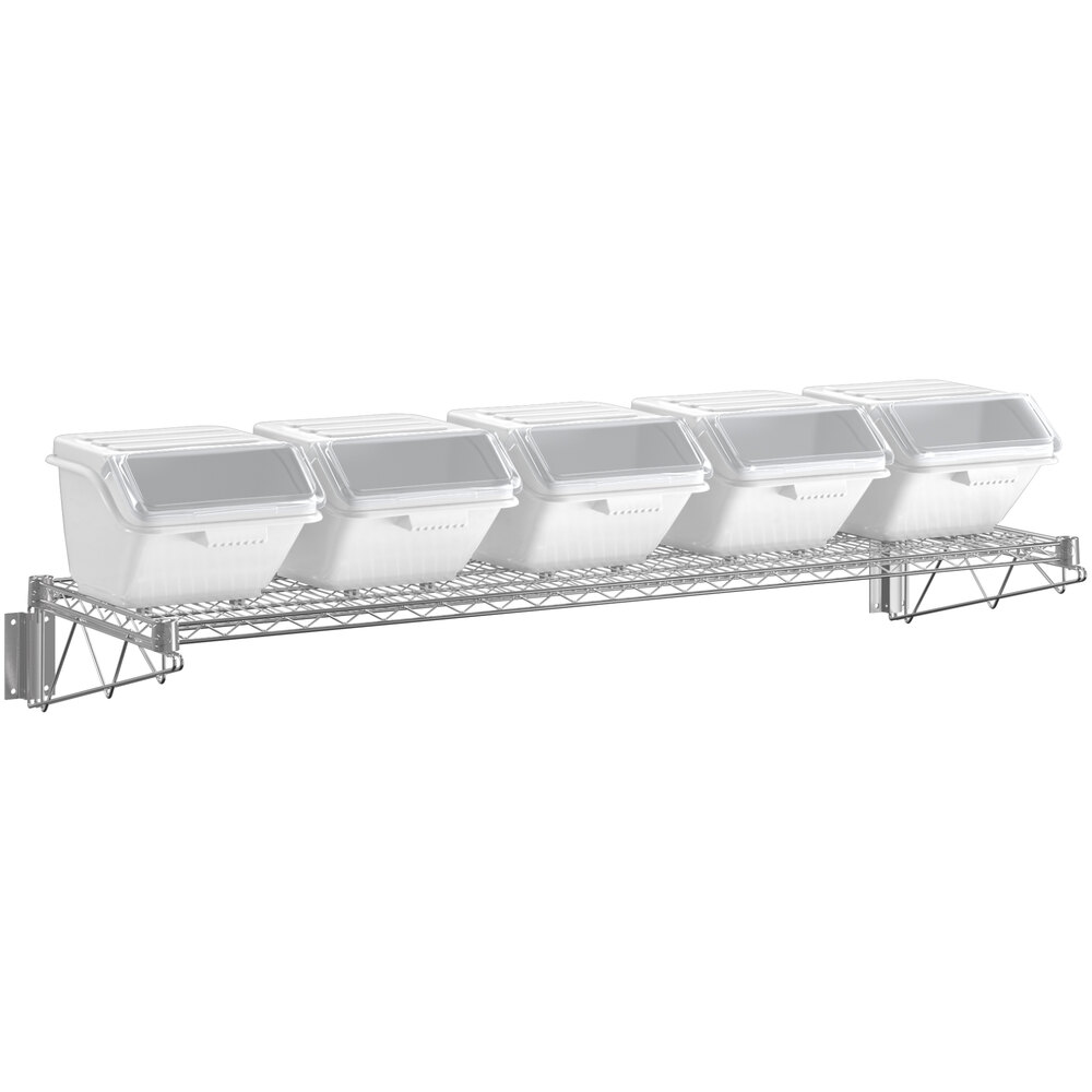 Baker's Lane 18" x 60" Wall-Mounted Ingredient Bin Shelving Kit with 5 Clip-In Shelf Bins