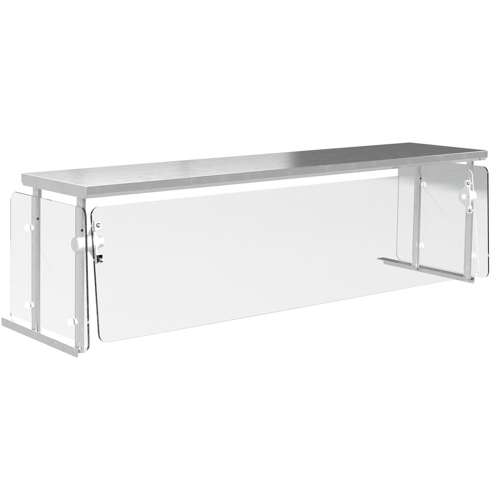 Advance Tabco Sleek Shield NSGC-15-4WELL 4 Well Single Tier Cafeteria Food Shield with Stainless Steel Shelf - 64 5/16" x 18" x 18 3/4"