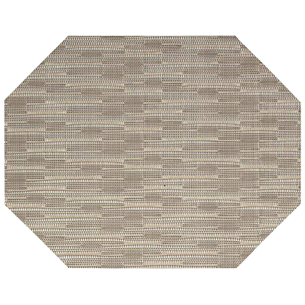 Front of the House Metroweave 14" x 11" Tan Rush Woven Vinyl Rectangle Placemat - 12/Pack