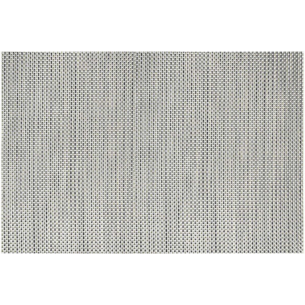 Front of the House Metroweave 24" x 16 1/4" Silver Basketweave Woven Vinyl Rectangle Placemat / Liner - 12/Pack