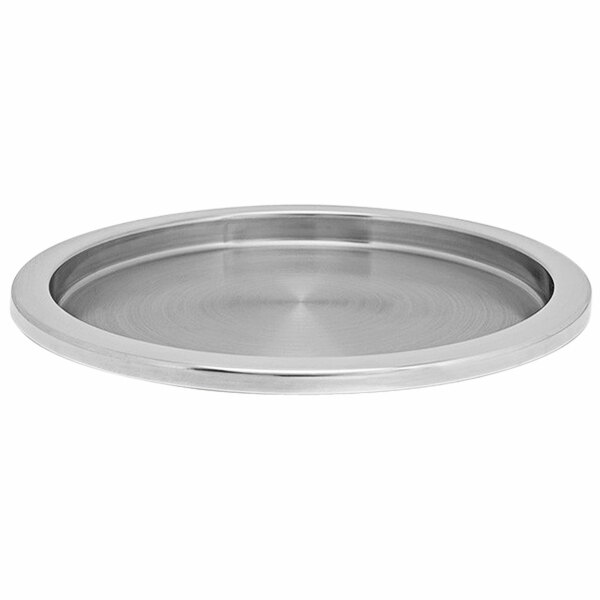 room360 14" Round Silver Finish Brushed Stainless Steel Tray - 4/Case