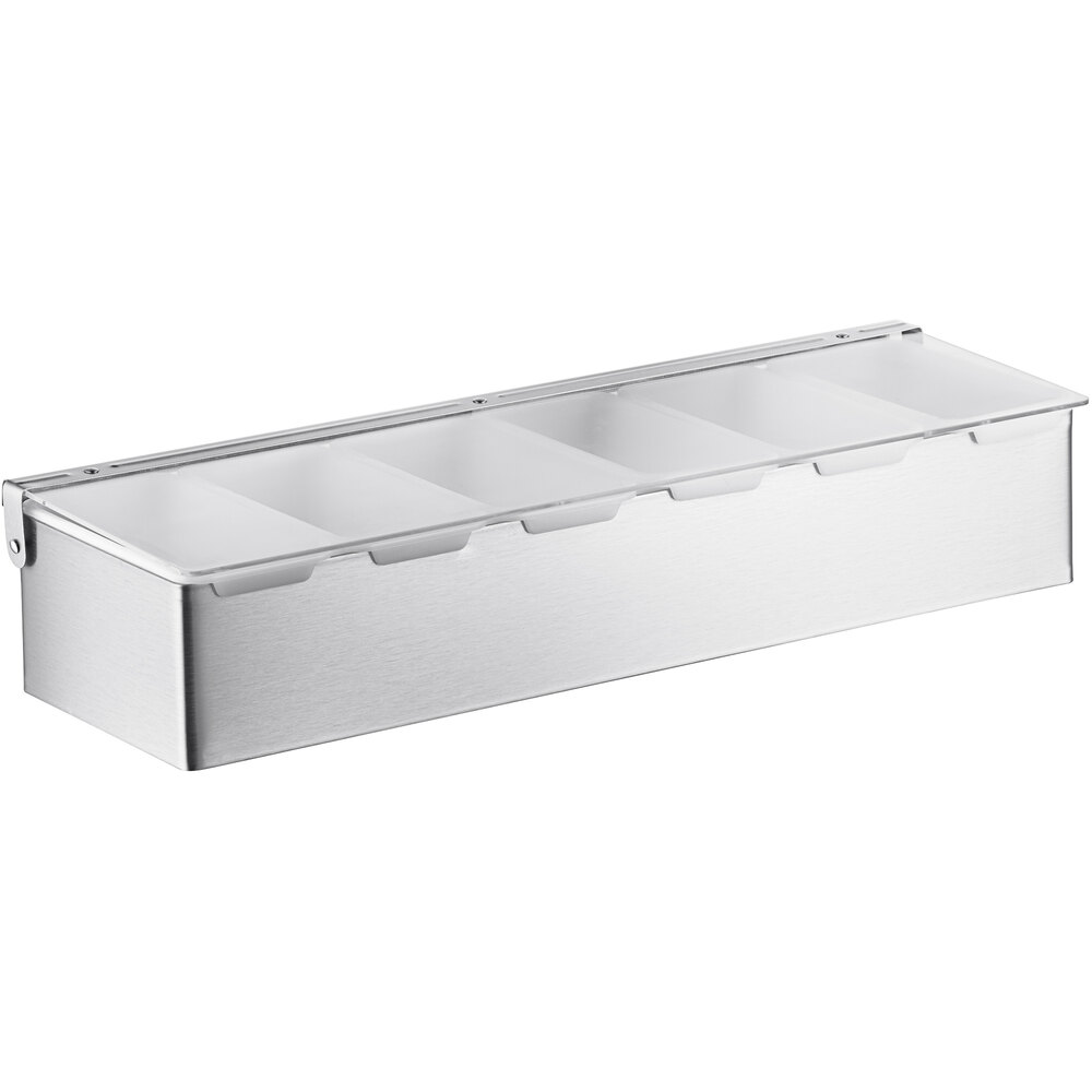 Choice 6-Compartment Satin Finish Stainless Steel Condiment Bar