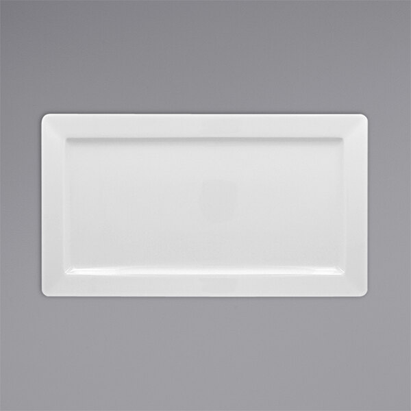 RAK Porcelain Polaris Access 14 15/16" x 8 1/4" Wide Rim Rectangular Porcelain Plate - 6/Case