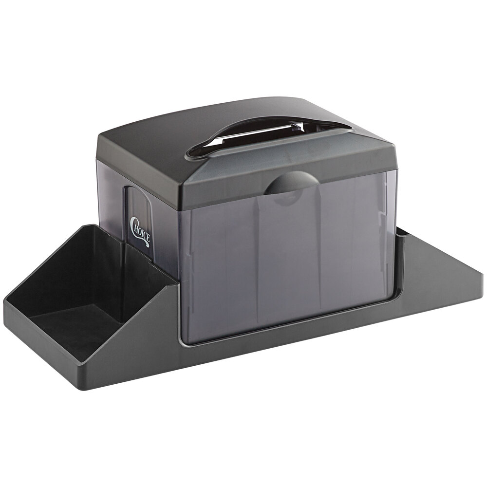 Choice Tabletop Smoke Black Fullfold Napkin Dispenser with Condiment Caddy