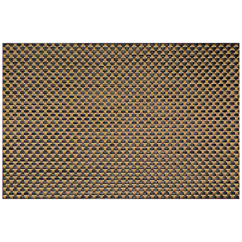 Front of the House Metroweave 18 1/4" x 12" Copper Large Basketweave Woven Vinyl Rectangle Placemat / Liner - 12/Pack