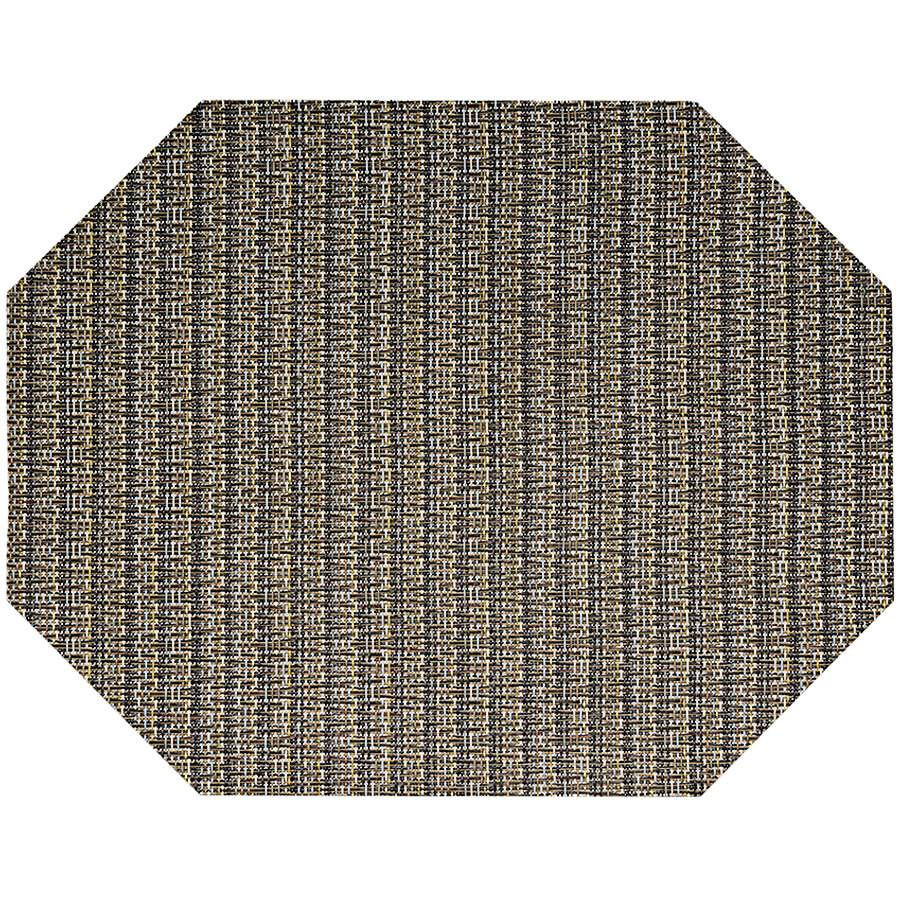 Front of the House Metroweave 14" x 11" Urban Mocha Woven Vinyl Octagon Placemat - 12/Pack