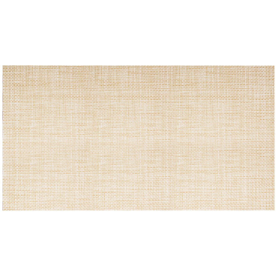 Front of the House Metroweave 29" x 16" Natural Basketweave Woven Vinyl Rectangle Bistro Placemat - 12/Pack