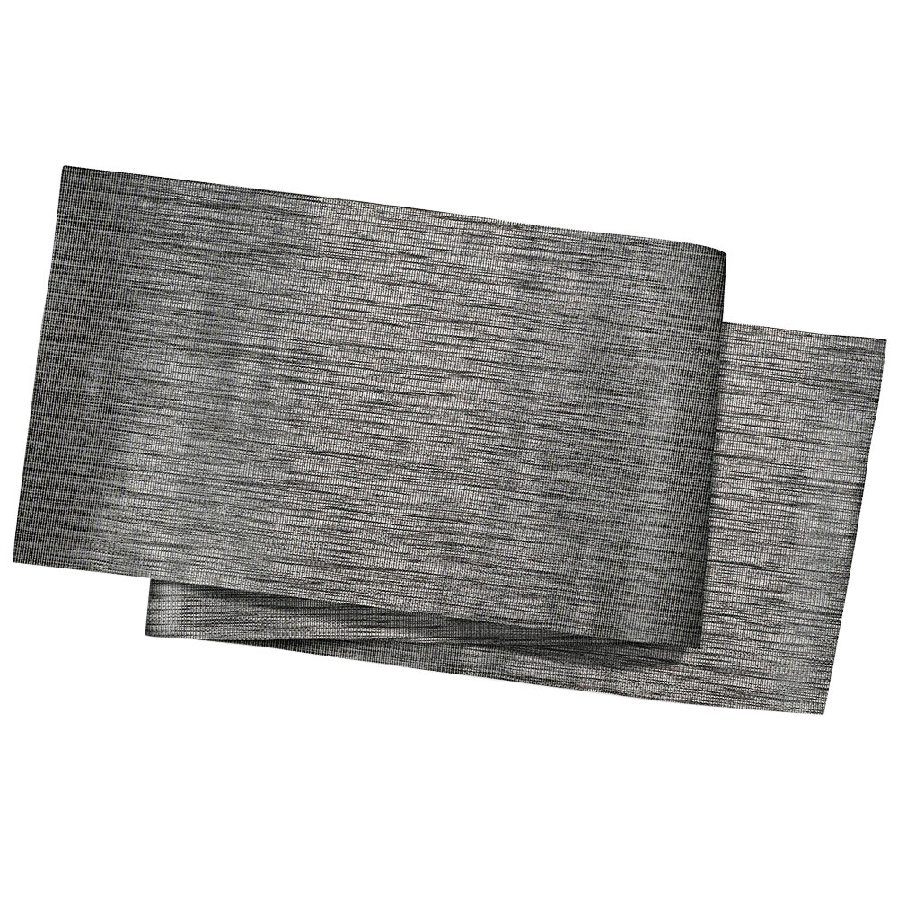 Front of the House Metroweave 72" x 14" Black Tweed Woven Vinyl Reusable Table Runner - 2/Pack