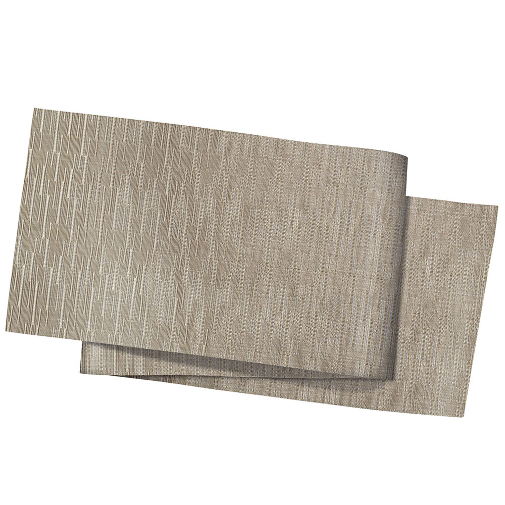 Front of the House Metroweave 72" x 14" Tan Rush Woven Vinyl Reusable Table Runner - 2/Pack