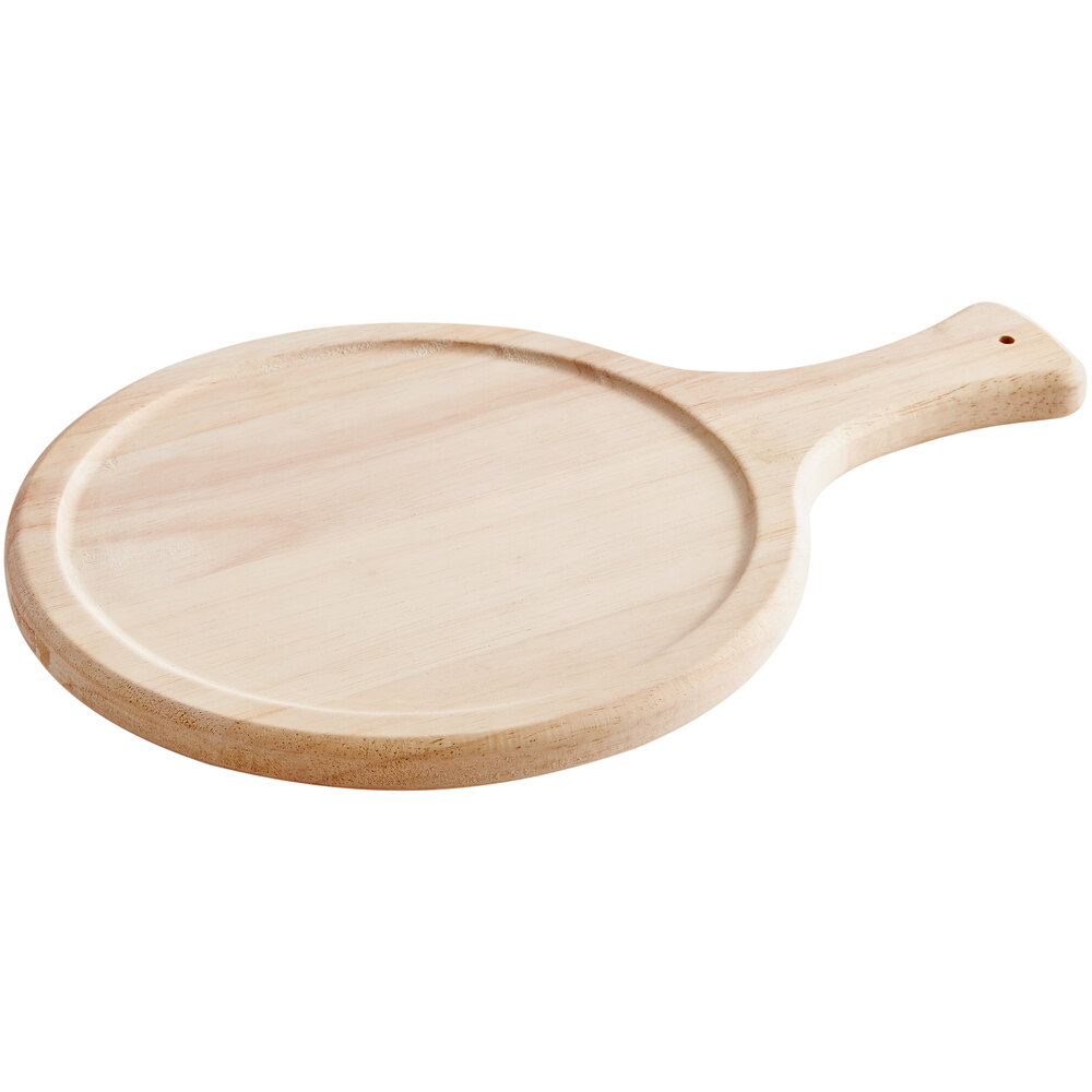 Choice 10" Round Wooden Serving Board with 4 1/2" Handle