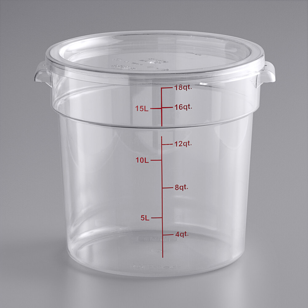 Choice 18 Qt. Clear Round Polycarbonate Food Storage Container and Lid