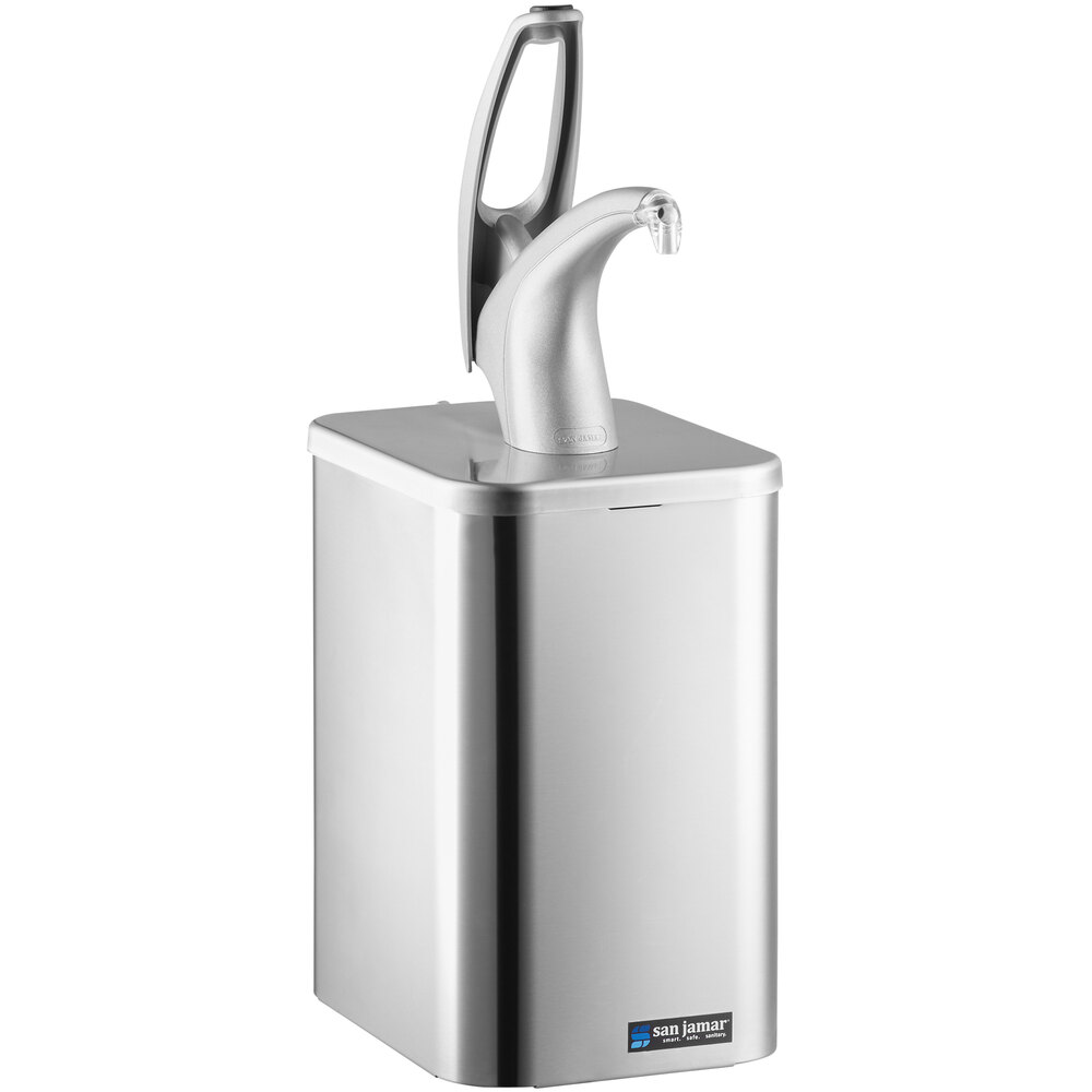 San Jamar P4900 FrontLine Universal Countertop Condiment Pump Dispenser System - Metal Finish