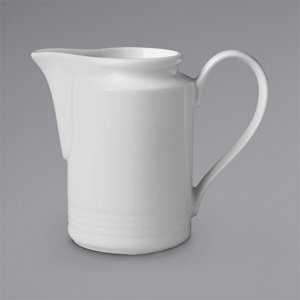 RAK Porcelain Rondo 5.1 oz. Ivory Embossed Porcelain Creamer - 6/Case