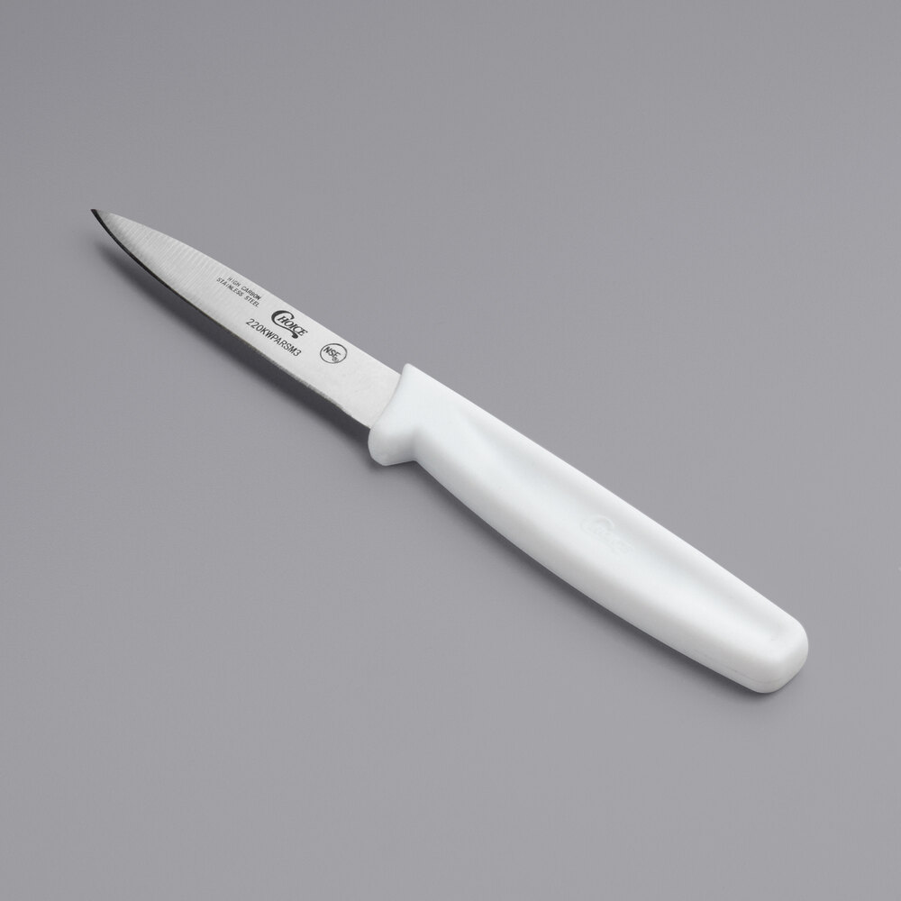 Choice 3" Smooth Edge Paring Knife with White Handle