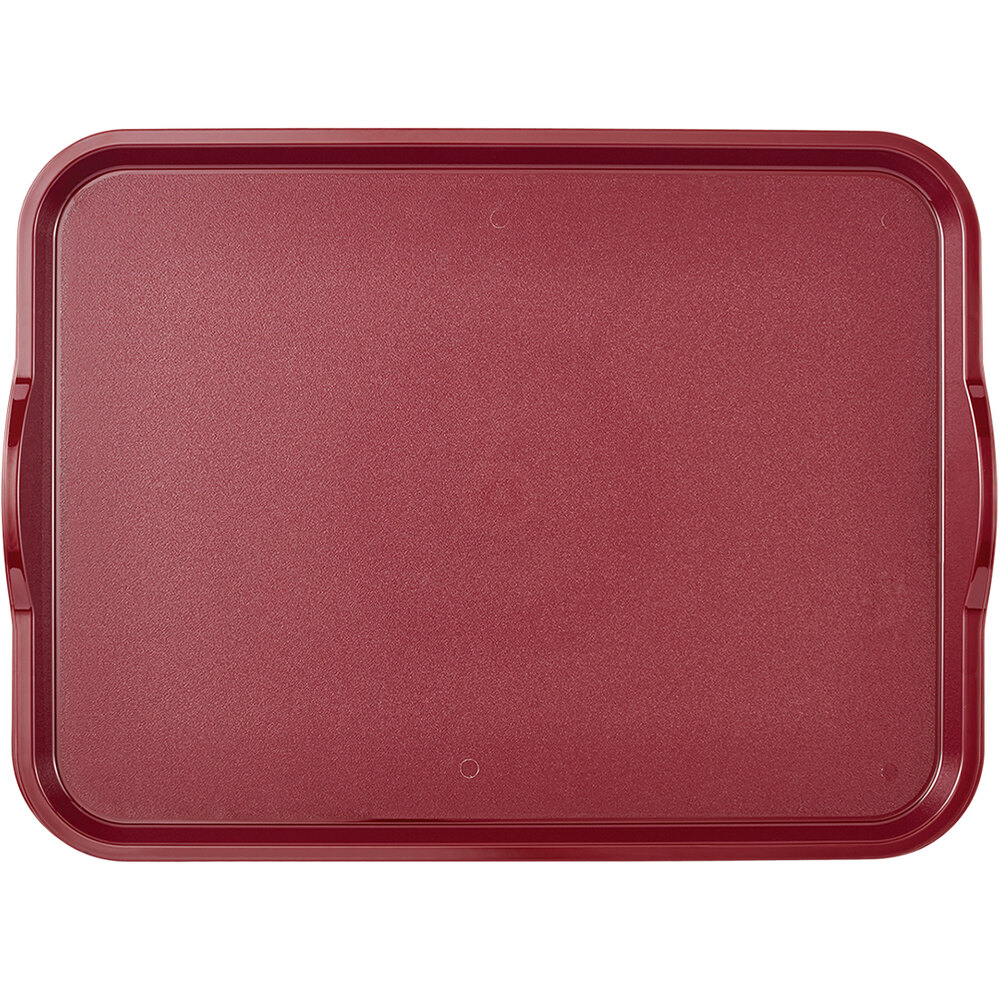 Cambro Camwear® 14" x 18" Dark Cranberry Non-Skid Polycarbonate Fast Food Tray with Handles 1418CWNSH488 - 12/Pack