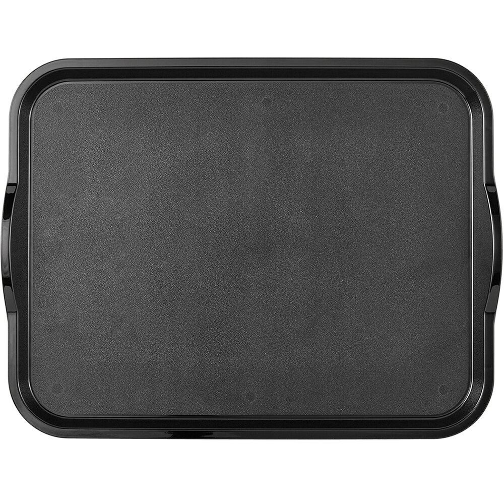 Cambro Camwear® 15" x 20" Black Non-Skid Polycarbonate Fast Food Tray with Handles 1520CWNSH110 - 12/Pack