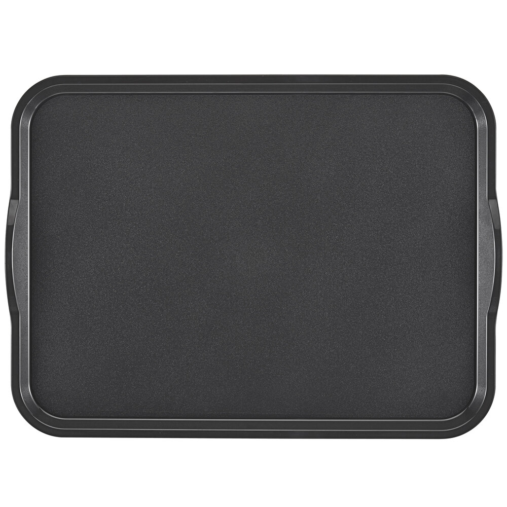 Cambro Camwear® 15" x 20" Smoked Metal Non-Skid Polycarbonate Fast Food Tray with Handles 1520CWNSH485 - 12/Pack