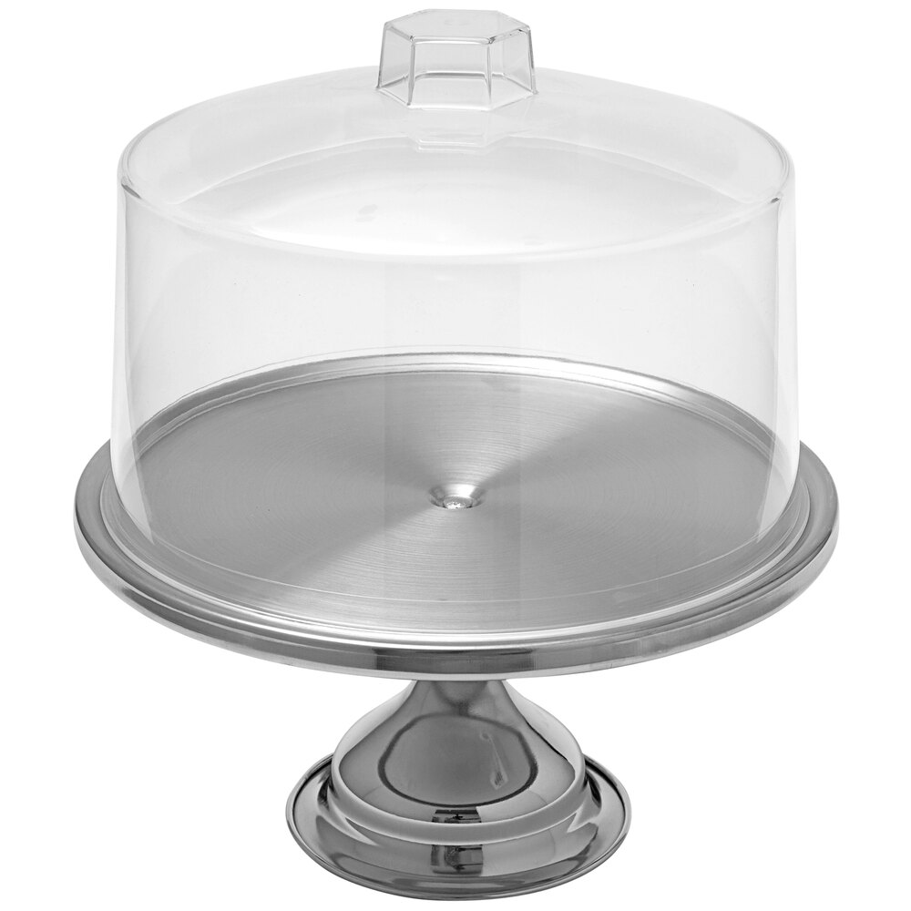 American Metalcraft 19SET Stainless Steel Cake Stand with Plastic Cover