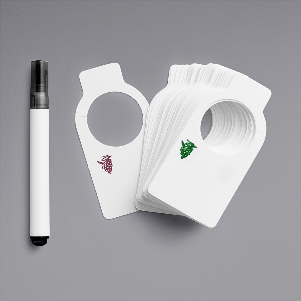 Franmara Reusable Plastic Wine Tag with Marker 8073 PC - 50/Pack
