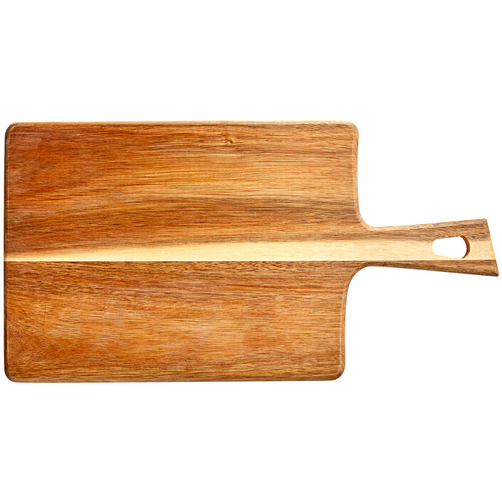 Acopa 12 1/2" x 9 1/4" Acacia Wood Serving Board with 5" Handle