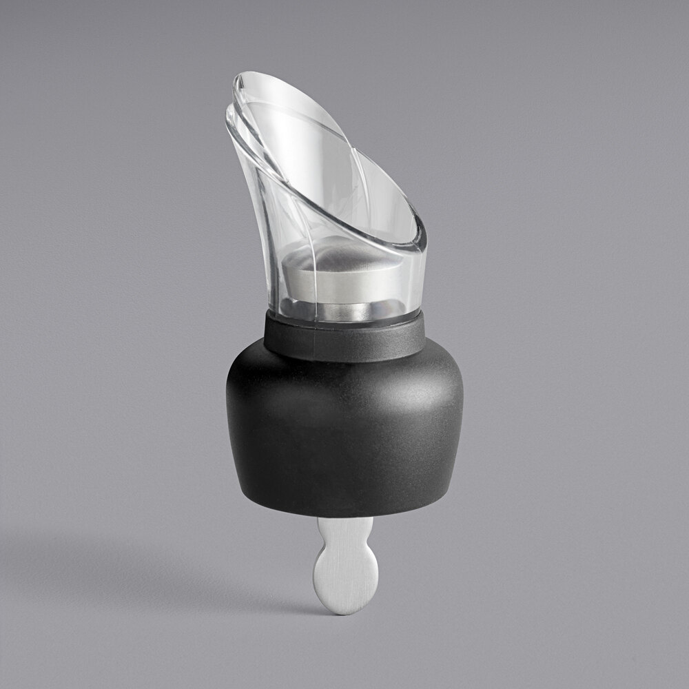 Franmara Black Auto-Close Wine Pourer / Stopper with Spout 8289-01