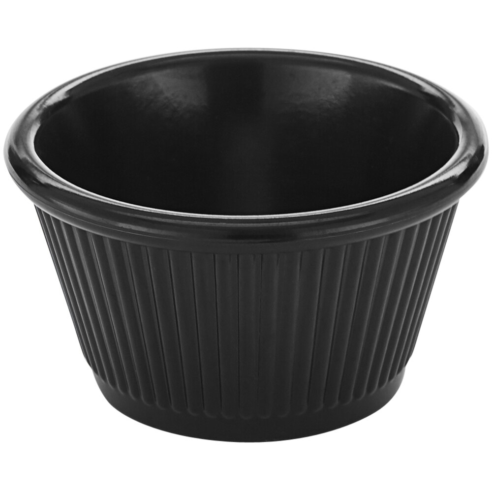 American Metalcraft 4 oz. Fluted Black Melamine Ramekin - 12/Case