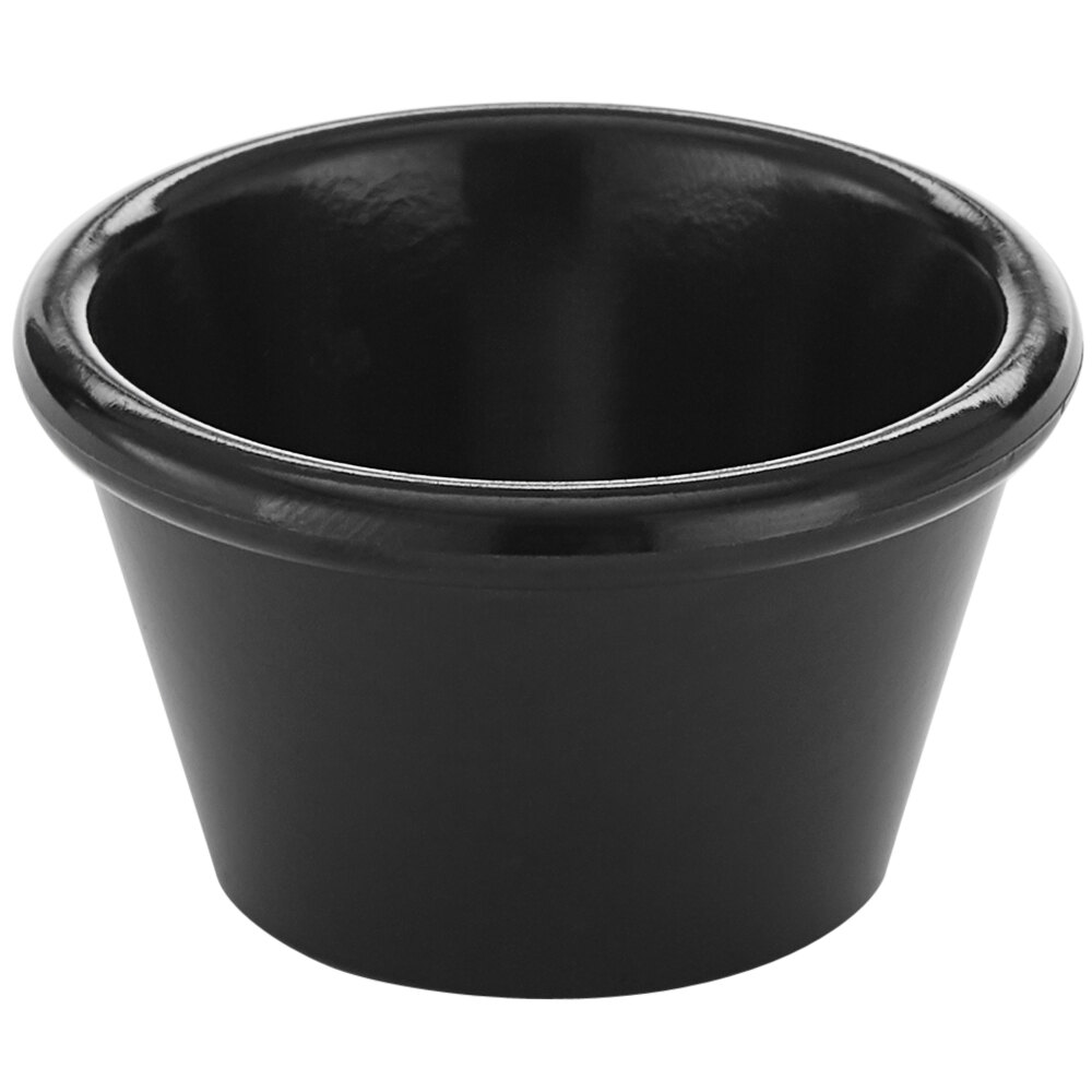 American Metalcraft 1.5 oz. Smooth Black Melamine Ramekin - 12/Case