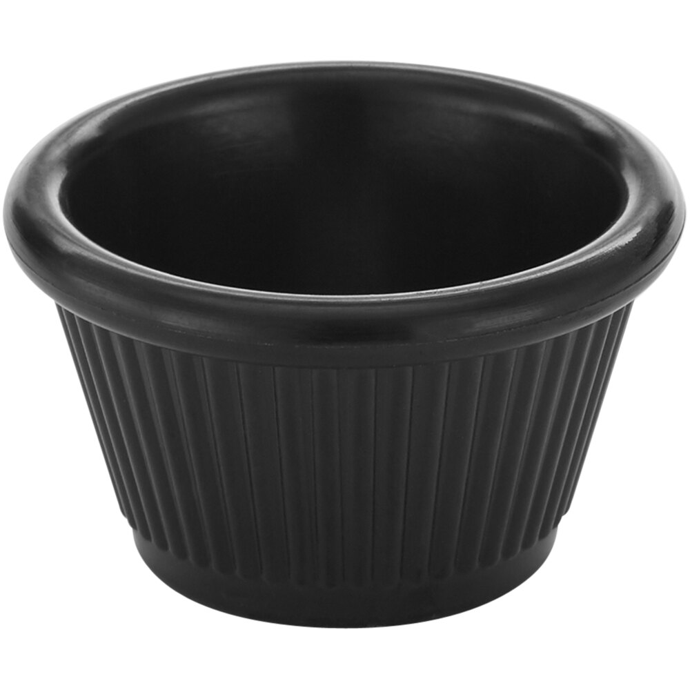 American Metalcraft 1.5 oz. Fluted Black Melamine Ramekin - 12/Case