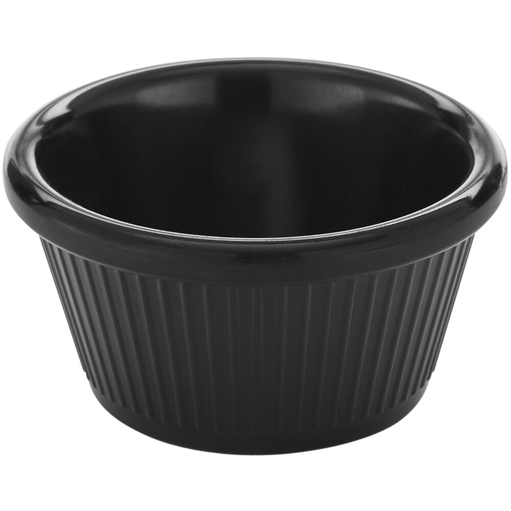 American Metalcraft 2 oz. Fluted Black Melamine Ramekin - 12/Case