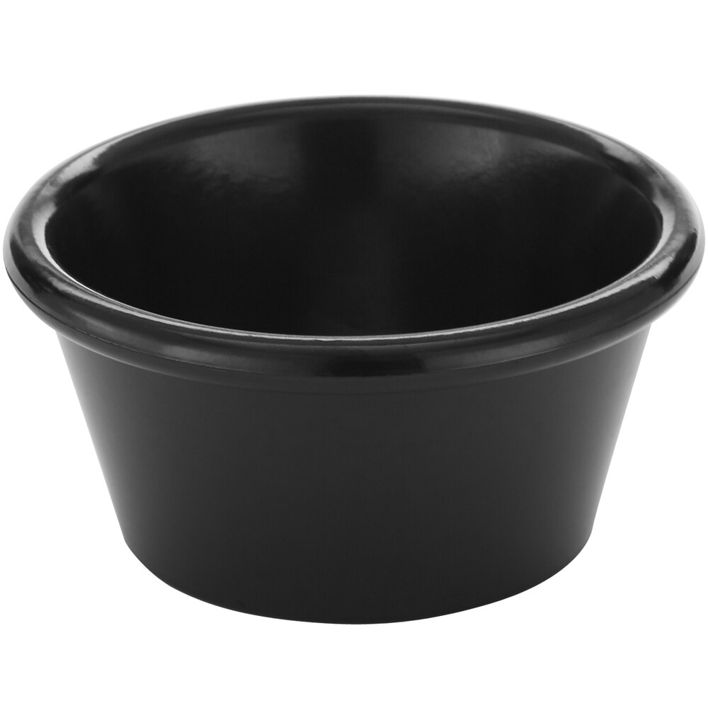 American Metalcraft 6 oz. Smooth Black Melamine Ramekin - 12/Case