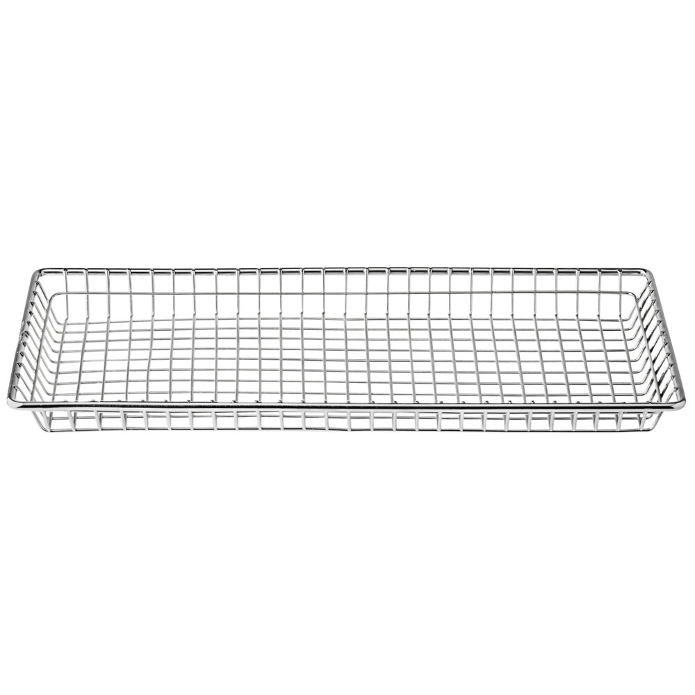 Tablecraft 10523 14" x 7" x 1" Rectangular Stainless Steel Wire Serving Platter