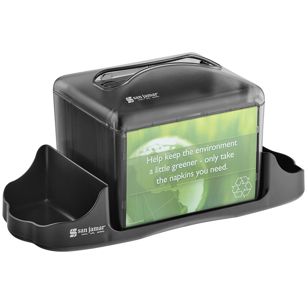 San Jamar Venue Tabletop Interfold Napkin Dispenser with Caddy