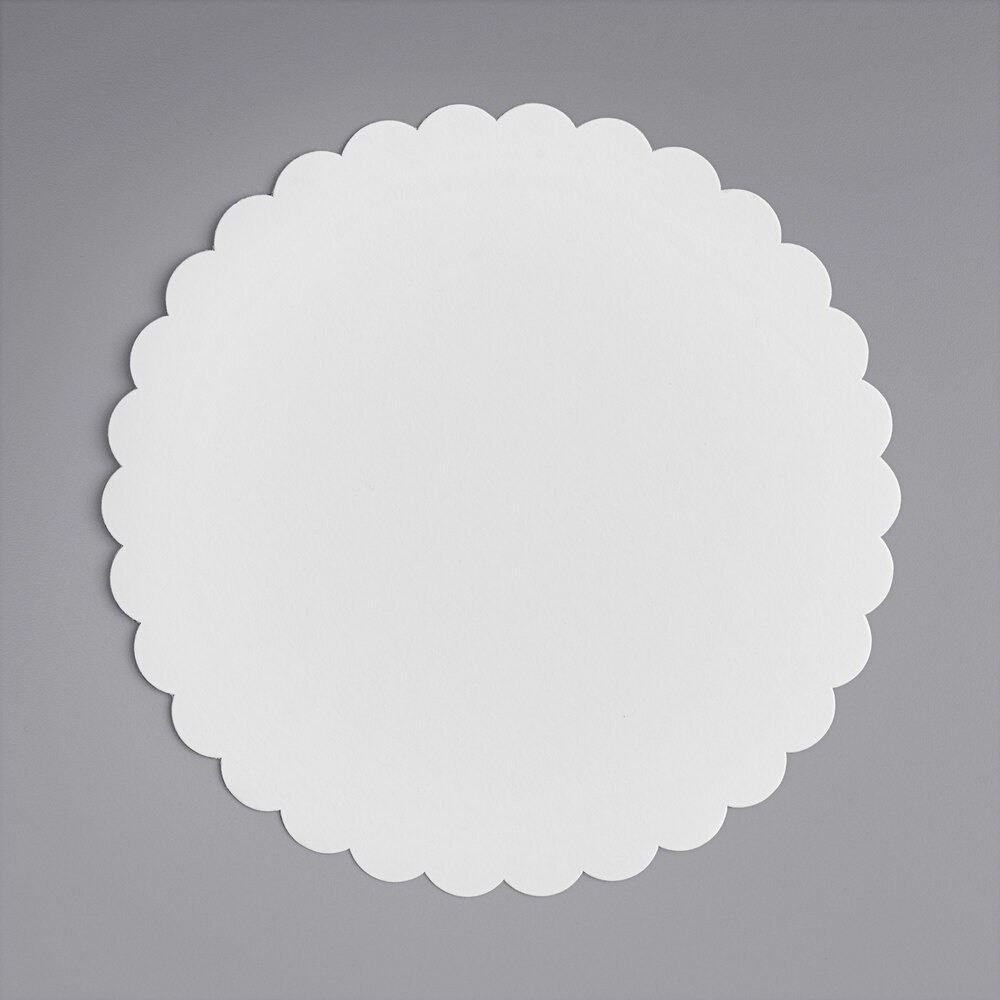 4" Round White Scalloped Edge Budgetboard Coaster - 500/Box