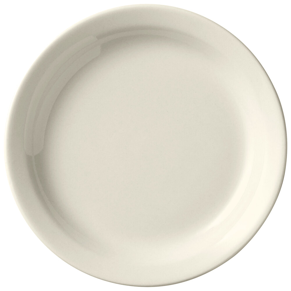 Libbey Porcelana Cream 6 1/2" Cream White Narrow Rim Porcelain Plate - 36/Case