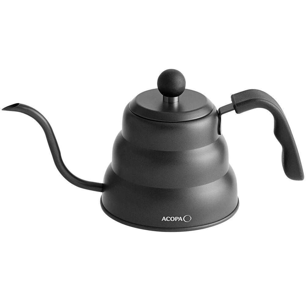 Acopa 34 oz. Matte Black Pour Over / Gooseneck Kettle