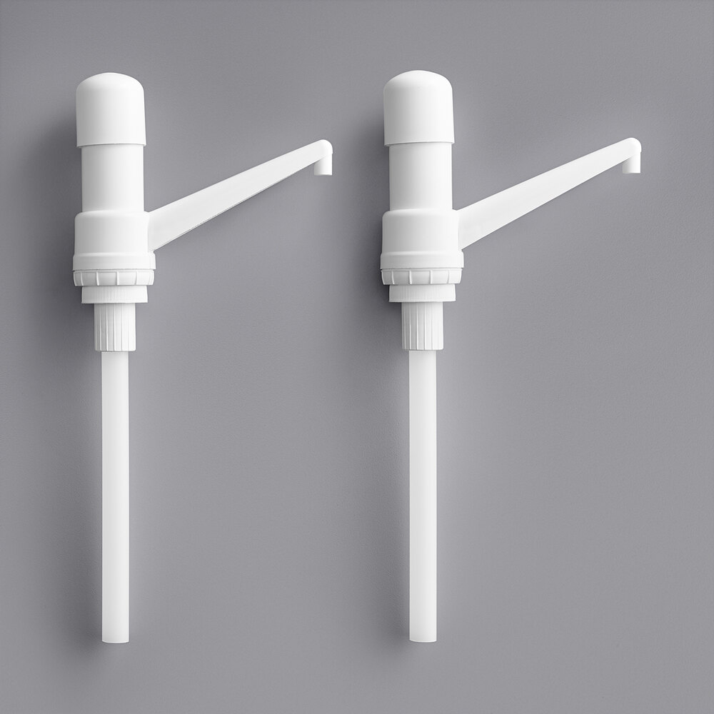 Choice 1 oz. Plastic Fixed Nozzle Condiment Pump with 9" Dip Tube - 2/Pack
