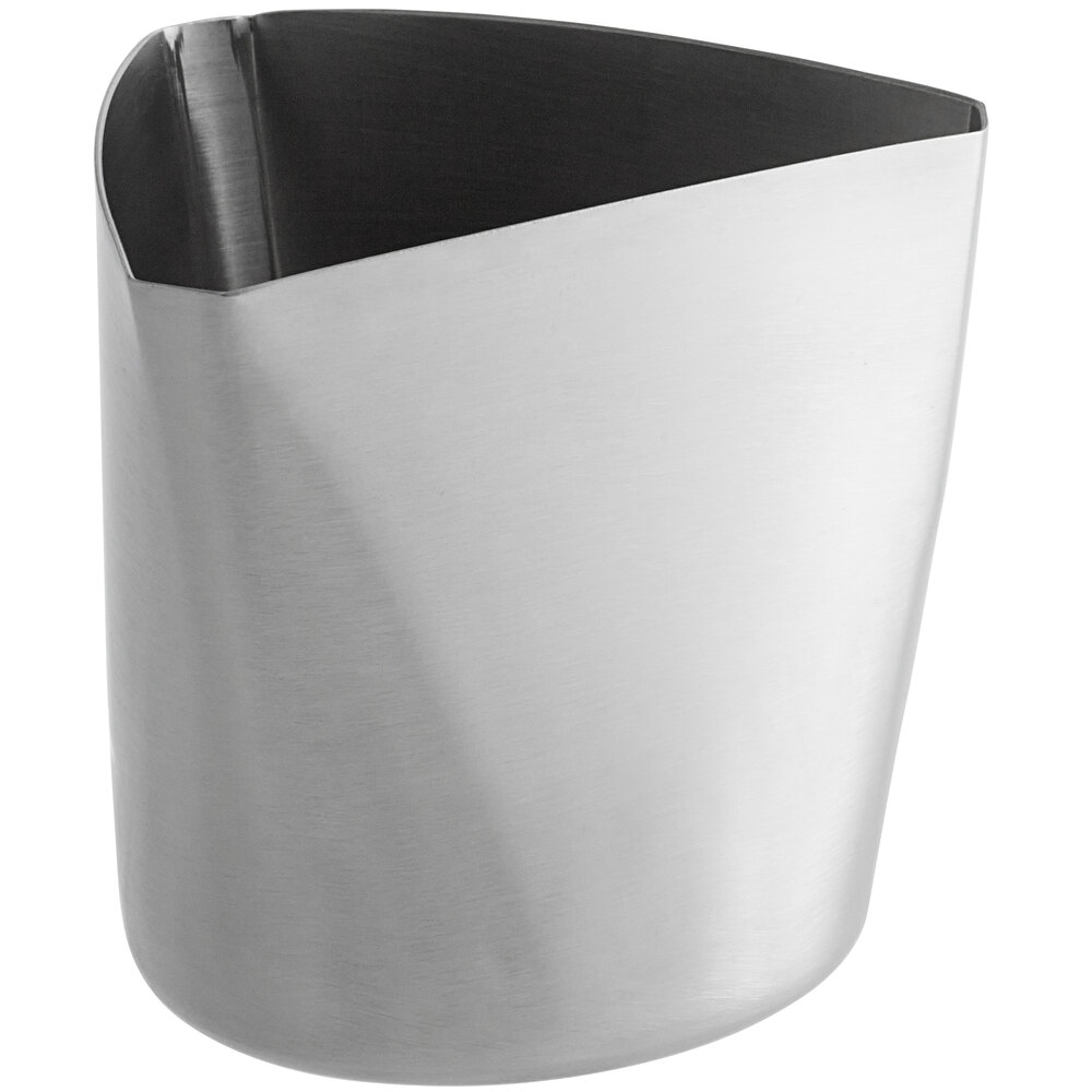 Tablecraft 12 oz. Triangular Brushed Stainless Steel Fry Cup